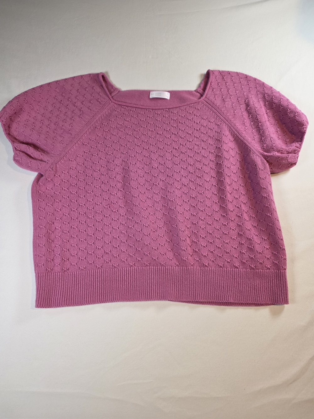 LC Lauren Conrad Pink Short Puff-Sleeve Knit Top XL